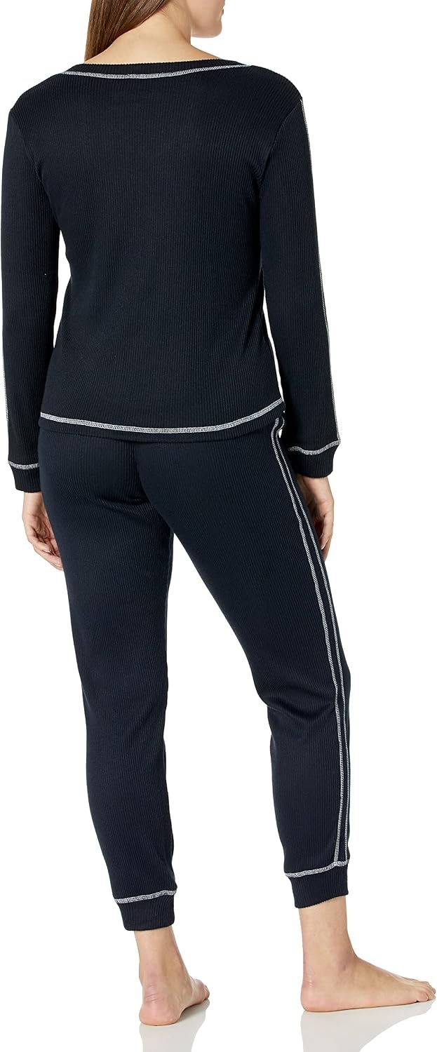 image:imageTommy Hilfiger Adaptive Womens Waffleknit Long Sleeve Jogger Pajama SetNavy Blazer