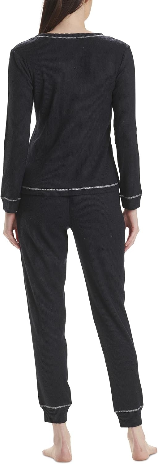 image:imageTommy Hilfiger Adaptive Womens Waffleknit Long Sleeve Jogger Pajama SetNavy Blazer