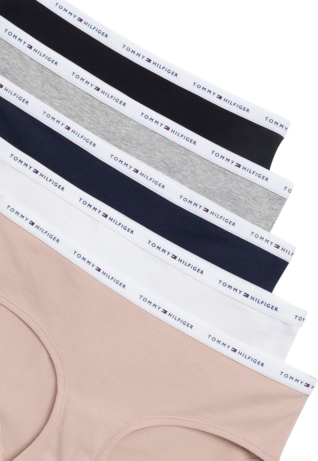 image:imageTommy Hilfiger Womens 5pack Classic Cotton Logo HipsterNavyWhiteHeather GreyBlackBeige