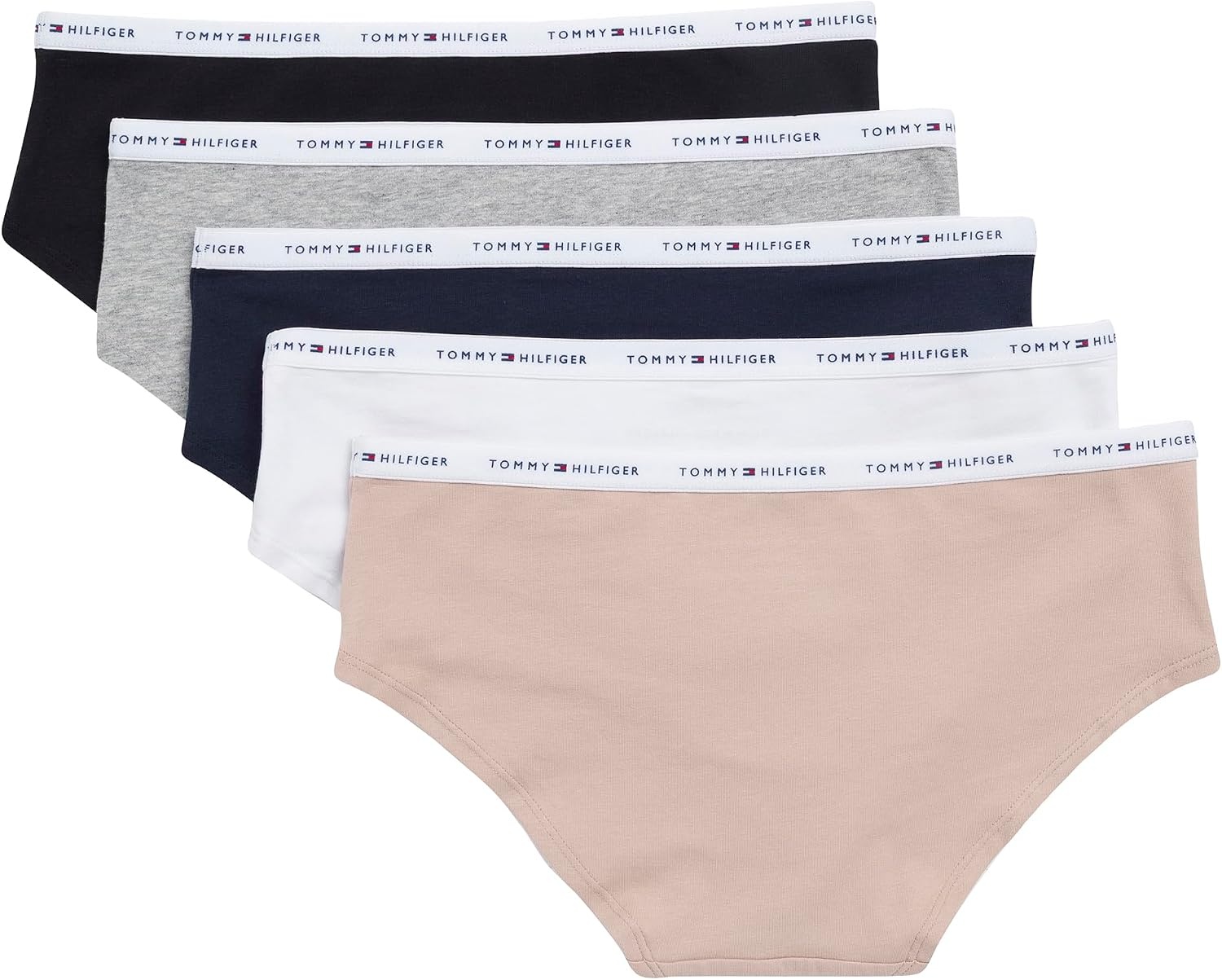 image:imageTommy Hilfiger Womens 5pack Classic Cotton Logo HipsterNavyWhiteHeather GreyBlackBeige