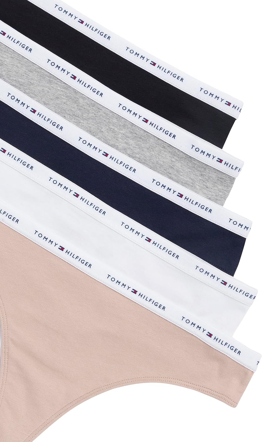 image:imageTommy Hilfiger Womens 5pack Classic Cotton Logo ThongHeather GreyBlackBeigeNavyWhite
