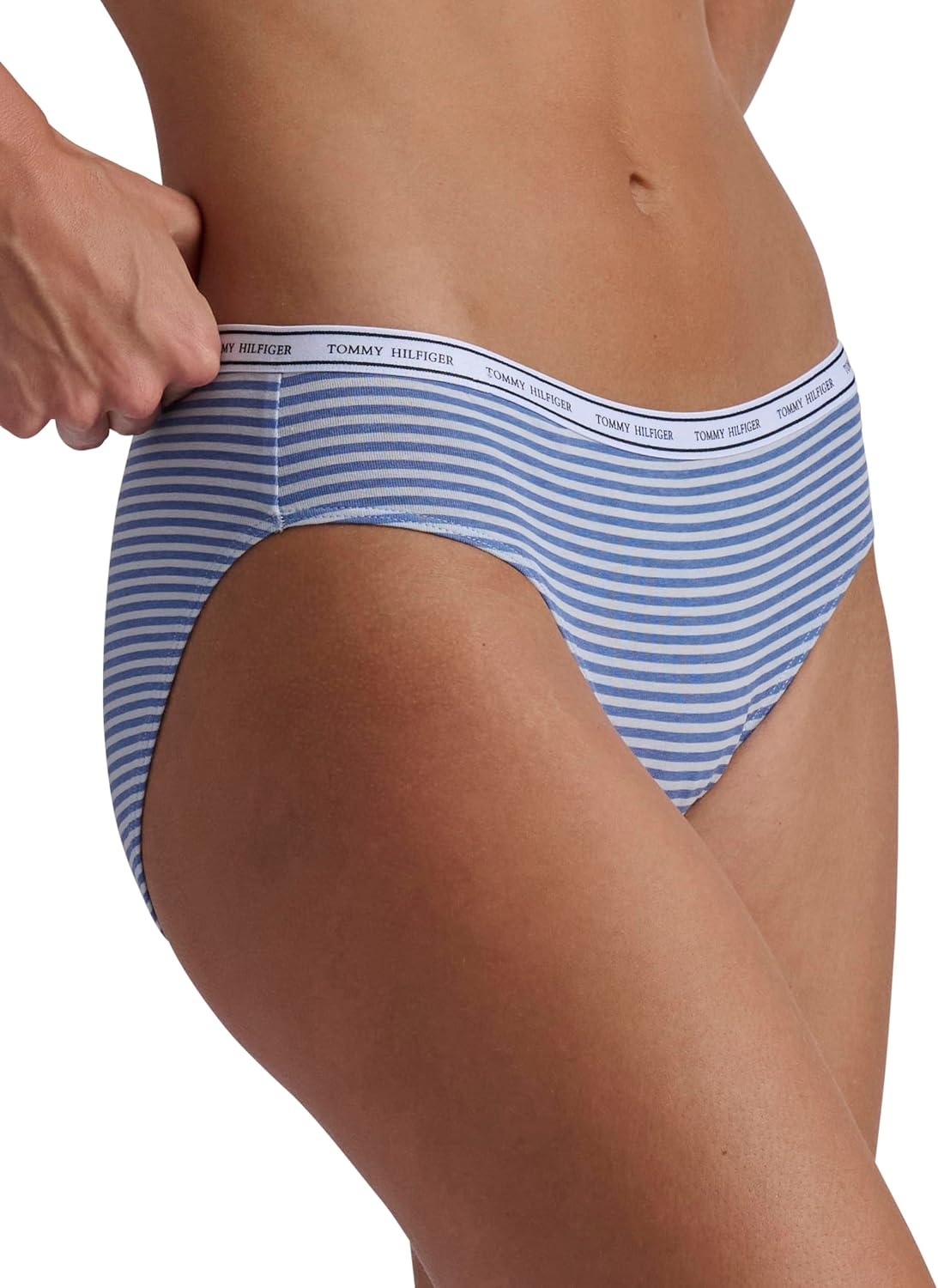 image:imageTommy Hilfiger Womens Classic Cotton Bikini Underwear With Logo Waistband 5packTossed Th Ebb FlowHeather GreyBlackBright WhiteStripe Ebb Flow
