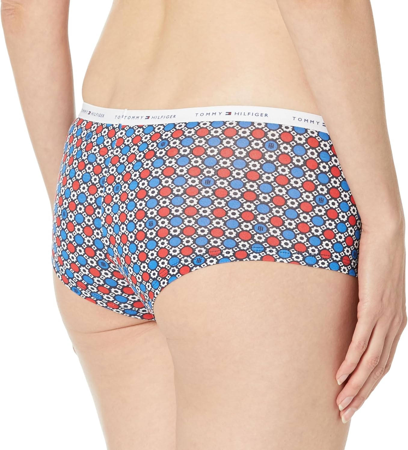image:imageTommy Hilfiger Womens Classic Cotton Boyshort PantiesBlackLogoRedPatternWhite