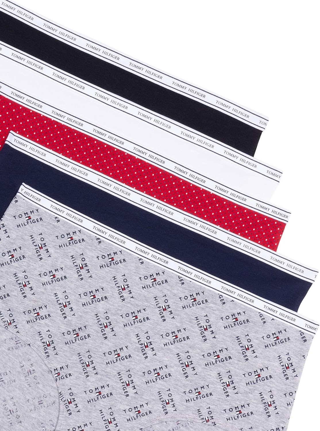 image:imageTommy Hilfiger Womens Classic Cotton Brief Underwear With Logo Waistband 5packTh Flag Stack Heather GreyNavy BlazerSuper Mini Dots Apple RedBright WhiteBlack