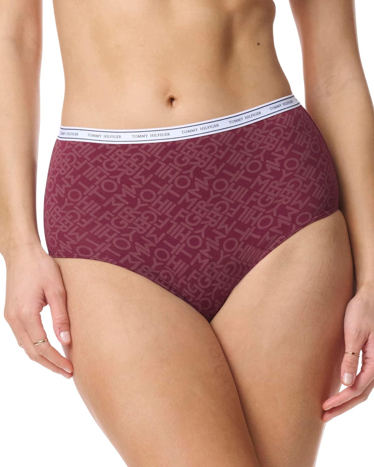 image:imageTommy Hilfiger Womens Classic Cotton Brief Underwear With Logo Waistband 5packTh PrintBridal RoseSky CaptainCharcoalWindsor Stripe
