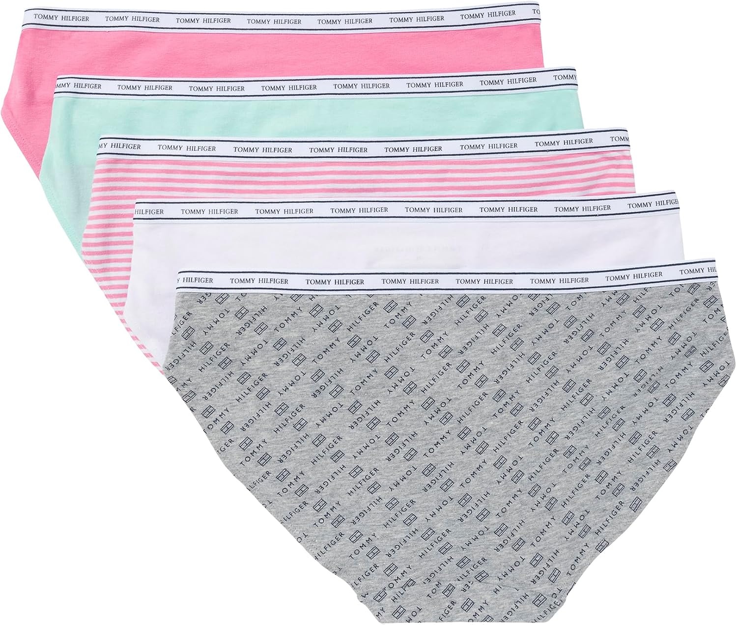 image:imageTommy Hilfiger Womens Classic Cotton Logoband Bikini 5packTh Flag PrintBeach GlassBright WhiteMorning GloryMorning Glory Stripe