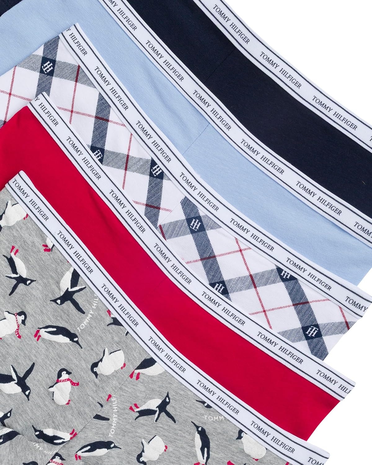 image:imageTommy Hilfiger Womens Classic Cotton Logoband Boyshort 5packPenguins Logo Toss Heather GreyJester RedSky CaptainOpen AirGlyph Diagonal Tartan White