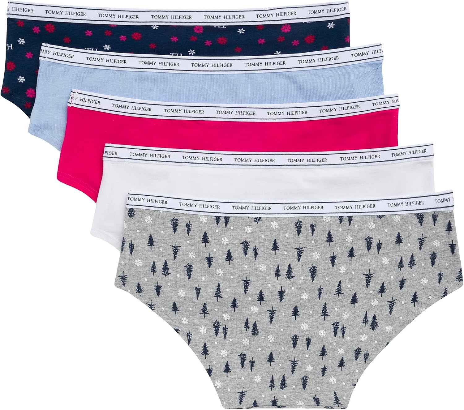 image:imageTommy Hilfiger Womens Classic Cotton Logoband Hipster 5packMini Th Blizzard NavyLove PotionWhiteOpen AirSnowy Forest Heather Grey