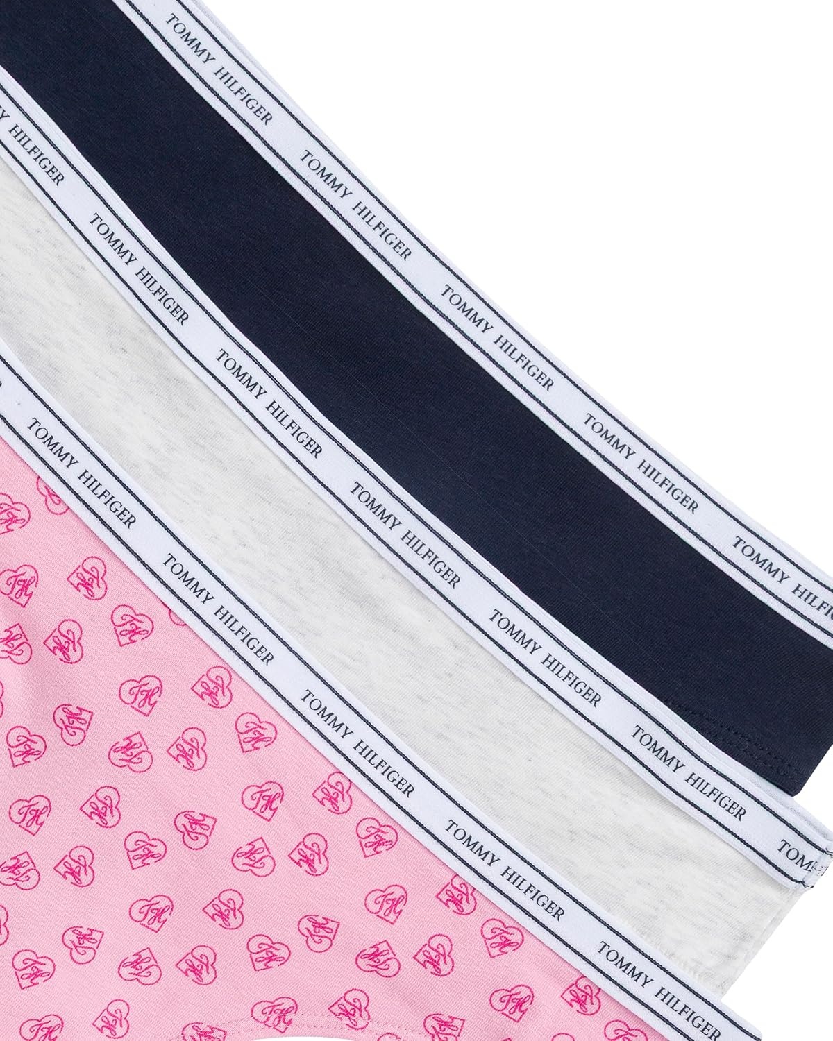 image:imageTommy Hilfiger Womens Classic Cotton Logoband Thong 3packTh Sweethearts PinkLight Heather GreyNavy