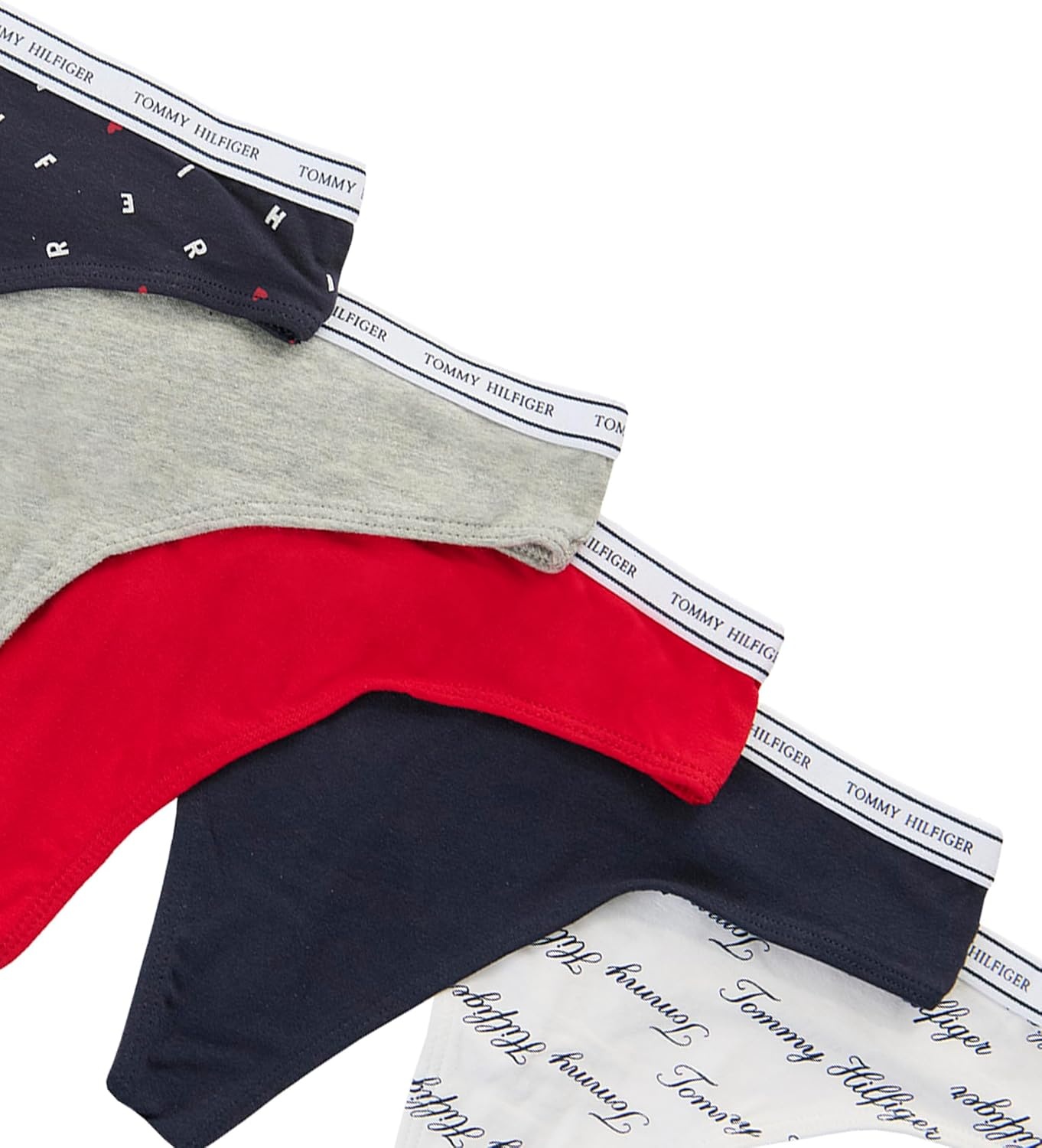 image:imageTommy Hilfiger Womens Classic Cotton Logoband Thong 5 PackTh Heartstoss BrghtwhiteHthrgryTngoredSkycaptThcalli