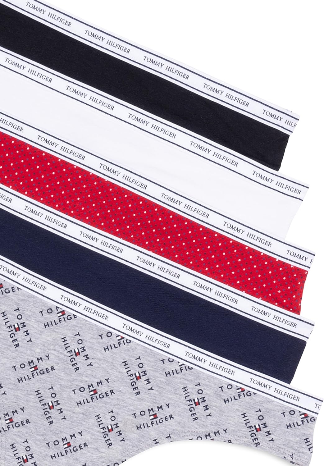 image:imageTommy Hilfiger Womens Classic Cotton Thong Underwear With Logo Waistband 5packTh Flag Stack Heather GreyNavy BlazerSuper Mini Dots Apple RedBright WhiteBlack