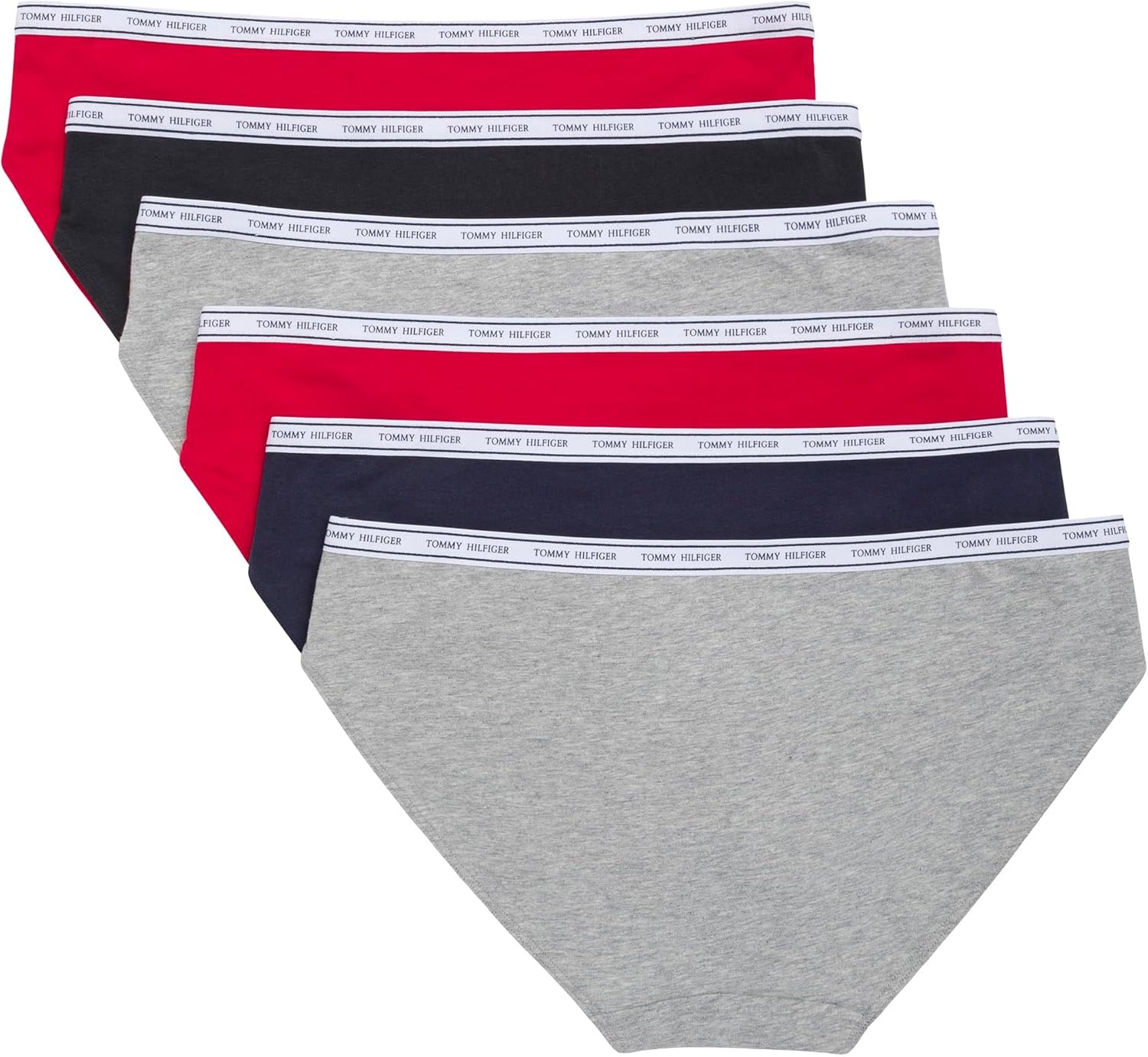 image:imageTommy Hilfiger Womens Cotton Logo Bikini Underwear 6packGreyNavyRedGreyBlackRed