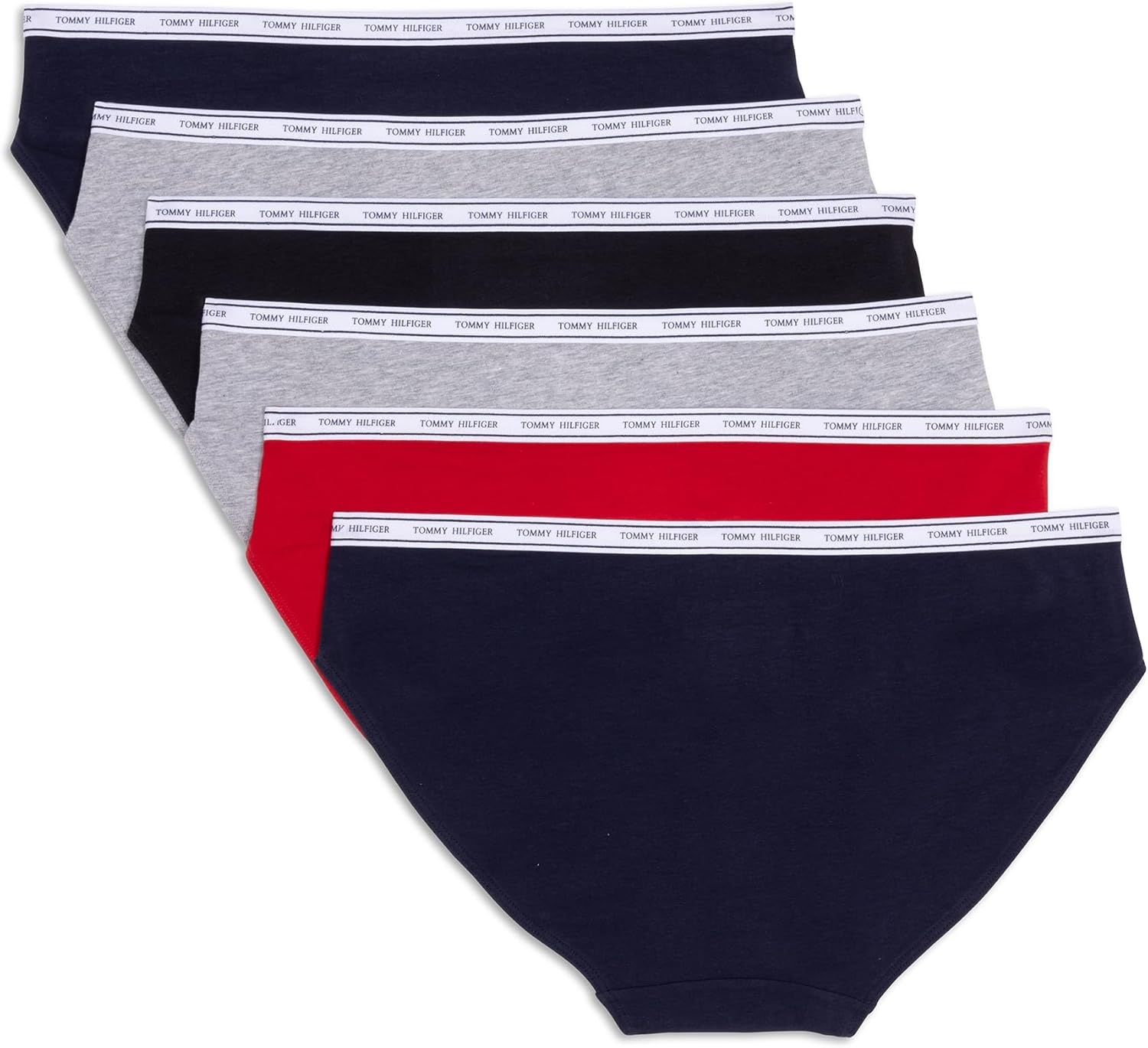 image:imageTommy Hilfiger Womens Cotton Logo Bikini Underwear 6packNavyRedGreyBlackGreyNavy