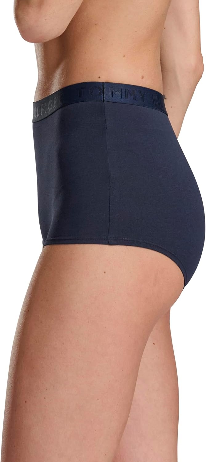 image:imageTommy Hilfiger Womens Logo Waistband Cotton Boyshort 6 PackPinkBeigeNavy