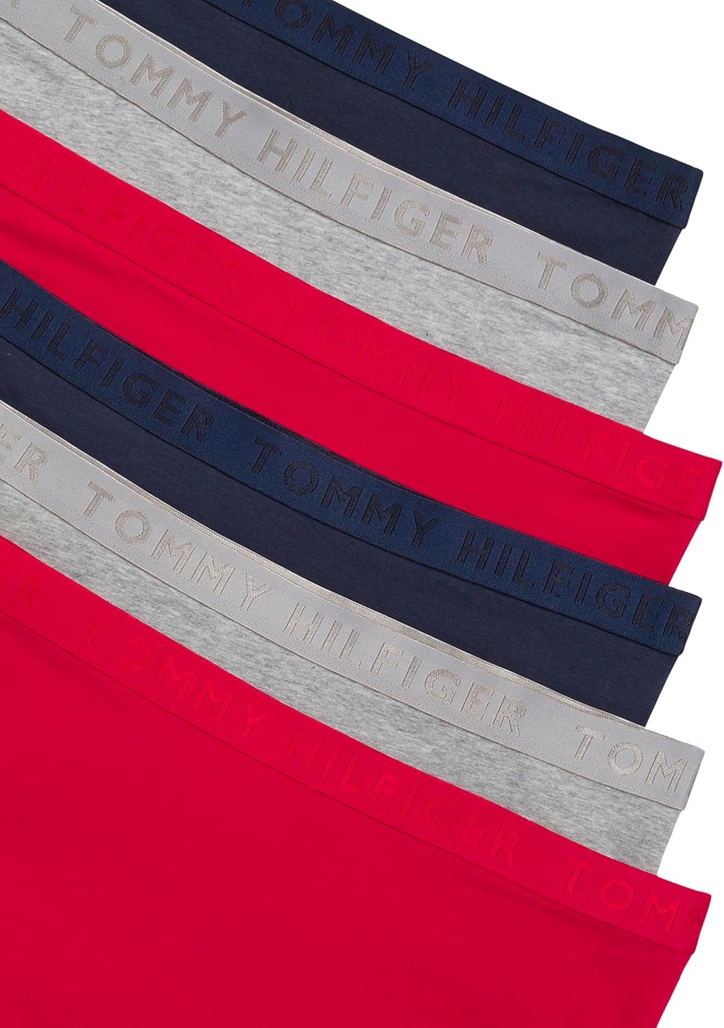 image:imageTommy Hilfiger Womens Logo Waistband Cotton Boyshort 6 PackTango RedHeather GreySky Captain