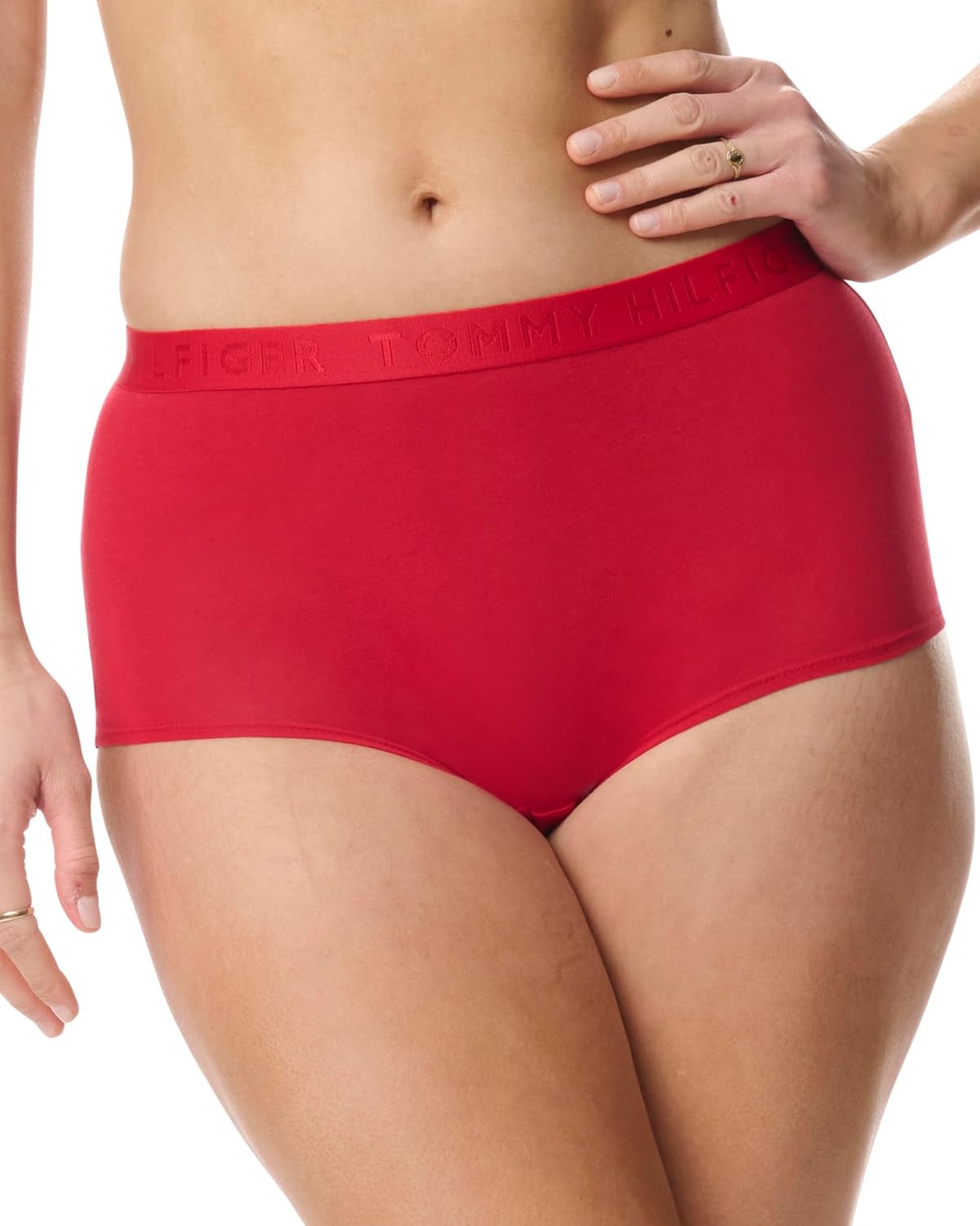 image:imageTommy Hilfiger Womens Logo Waistband Cotton Boyshort 6 PackTango RedHeather GreySky Captain