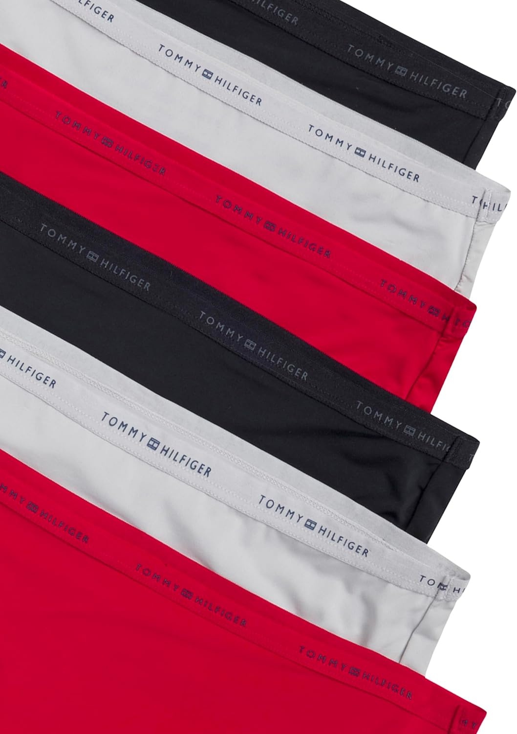 image:imageTommy Hilfiger Womens Logo Waistband Micro Bikini 6 PackTango RedMicro ChipBlack
