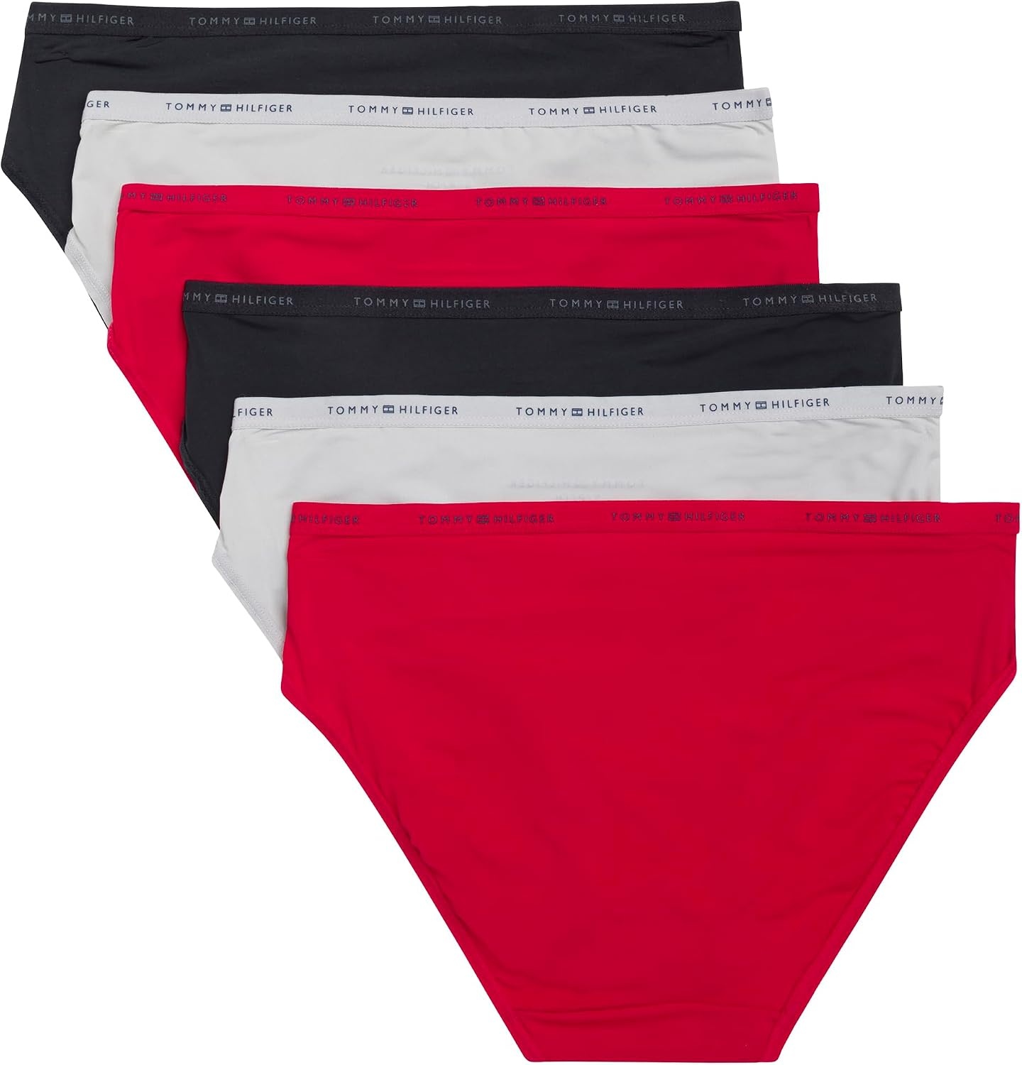 image:imageTommy Hilfiger Womens Logo Waistband Micro Bikini 6 PackTango RedMicro ChipBlack