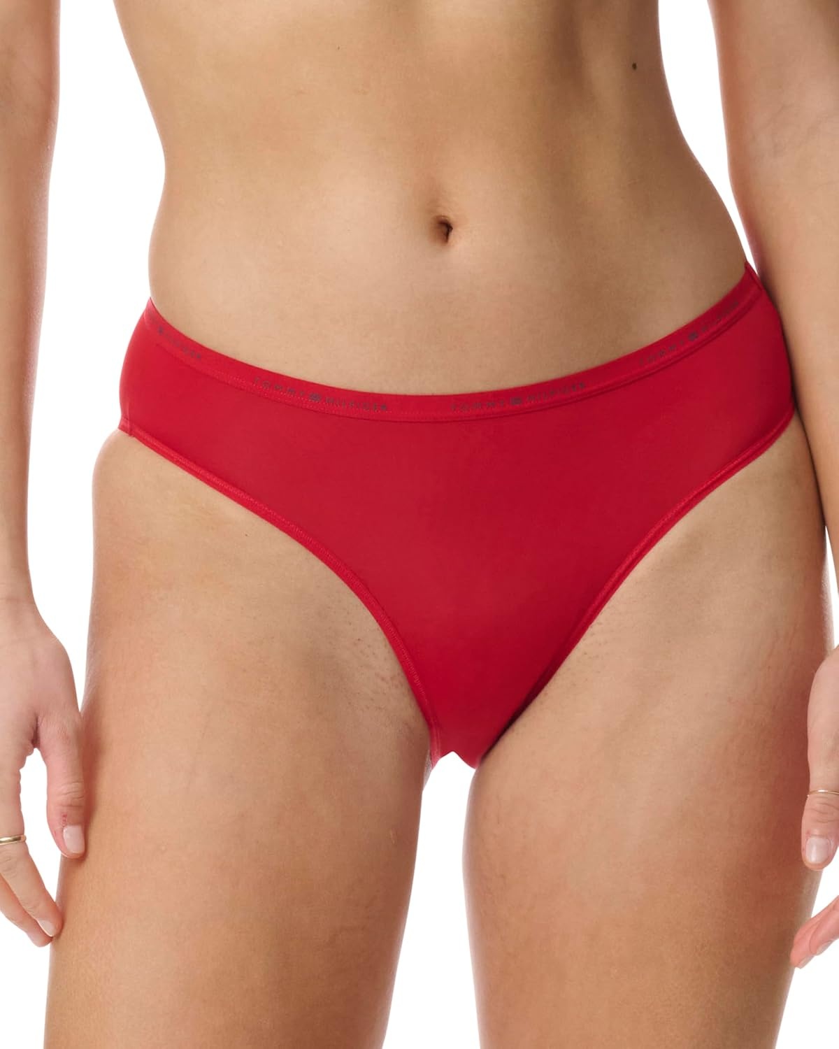 image:imageTommy Hilfiger Womens Logo Waistband Micro Bikini 6 PackTango RedMicro ChipBlack