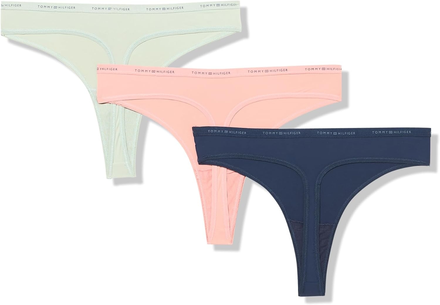 image:imageTommy Hilfiger Womens Microfiber Thong Underwear With Elastic Waistband 3packAsh RoseIceberg GreenSky Captain