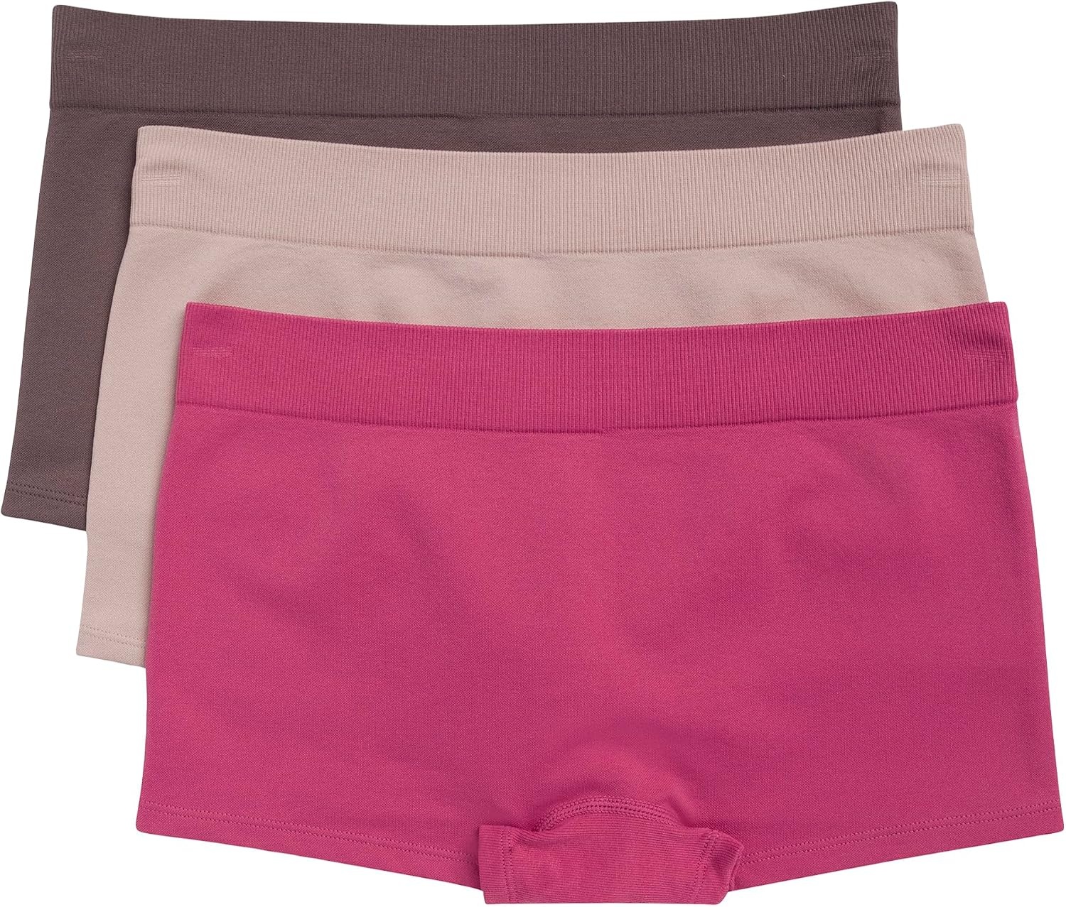 image:imageTommy Hilfiger Womens Seamless Boyshort Underwear With Debossed Logo 3packRose WineBalanced BeigeSparrow