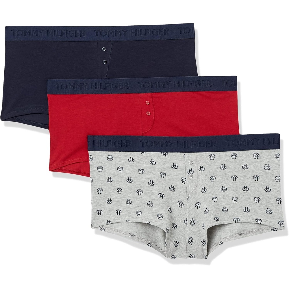 image:imageTommy Hilfiger Adaptive Womens Womens Shortie and Bikinicut Cotton Underwear Panty 3 PackVarsity H Hilfiger