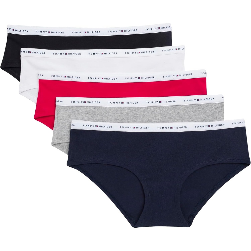 image:imageTommy Hilfiger Womens 5pack Classic Cotton Logo HipsterBlackHeather GreyRedWhiteNavy