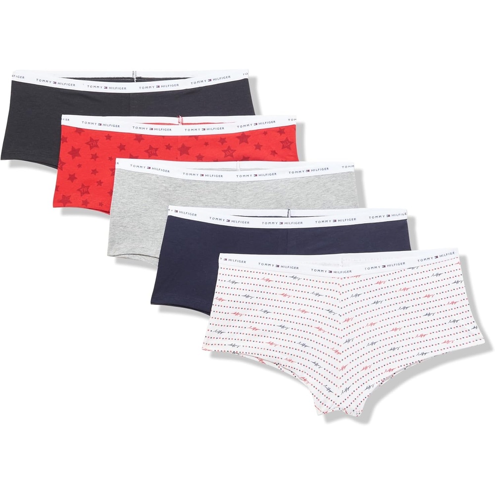 image:imageTommy Hilfiger Womens Classic Cotton Boyshort PantiesBlackHeather GreyStars RedNavyStars White