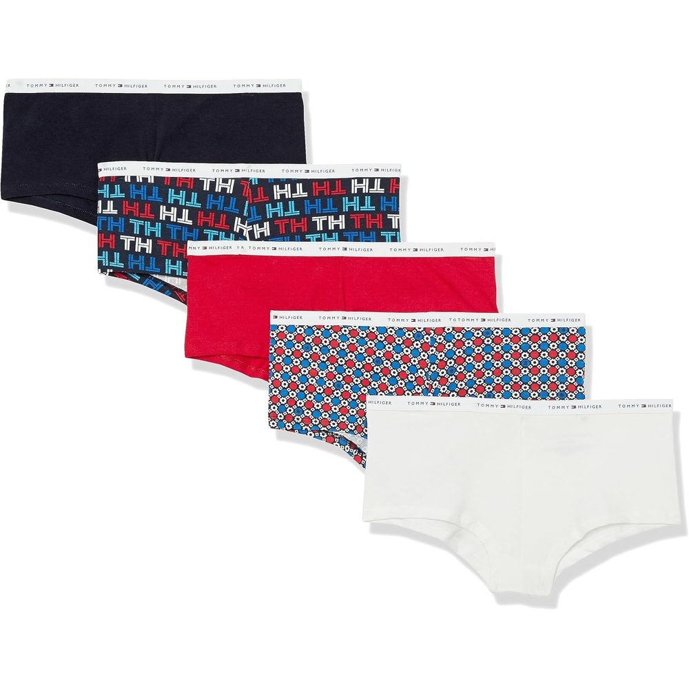 image:imageTommy Hilfiger Womens Classic Cotton Boyshort PantiesBlackLogoRedPatternWhite