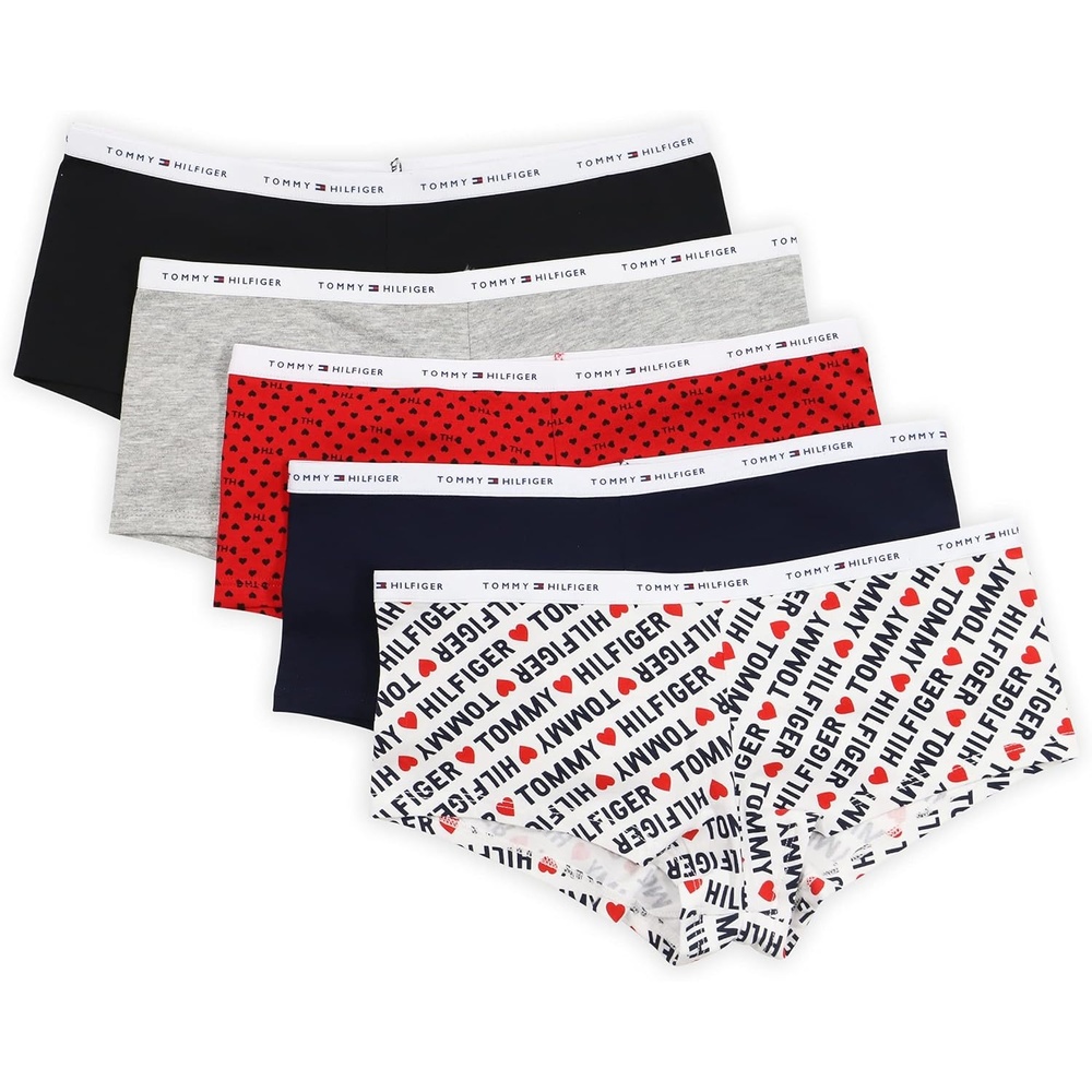 image:imageTommy Hilfiger Womens Classic Cotton Boyshort PantiesT Love HNavy Heart Geo HeatherBlack
