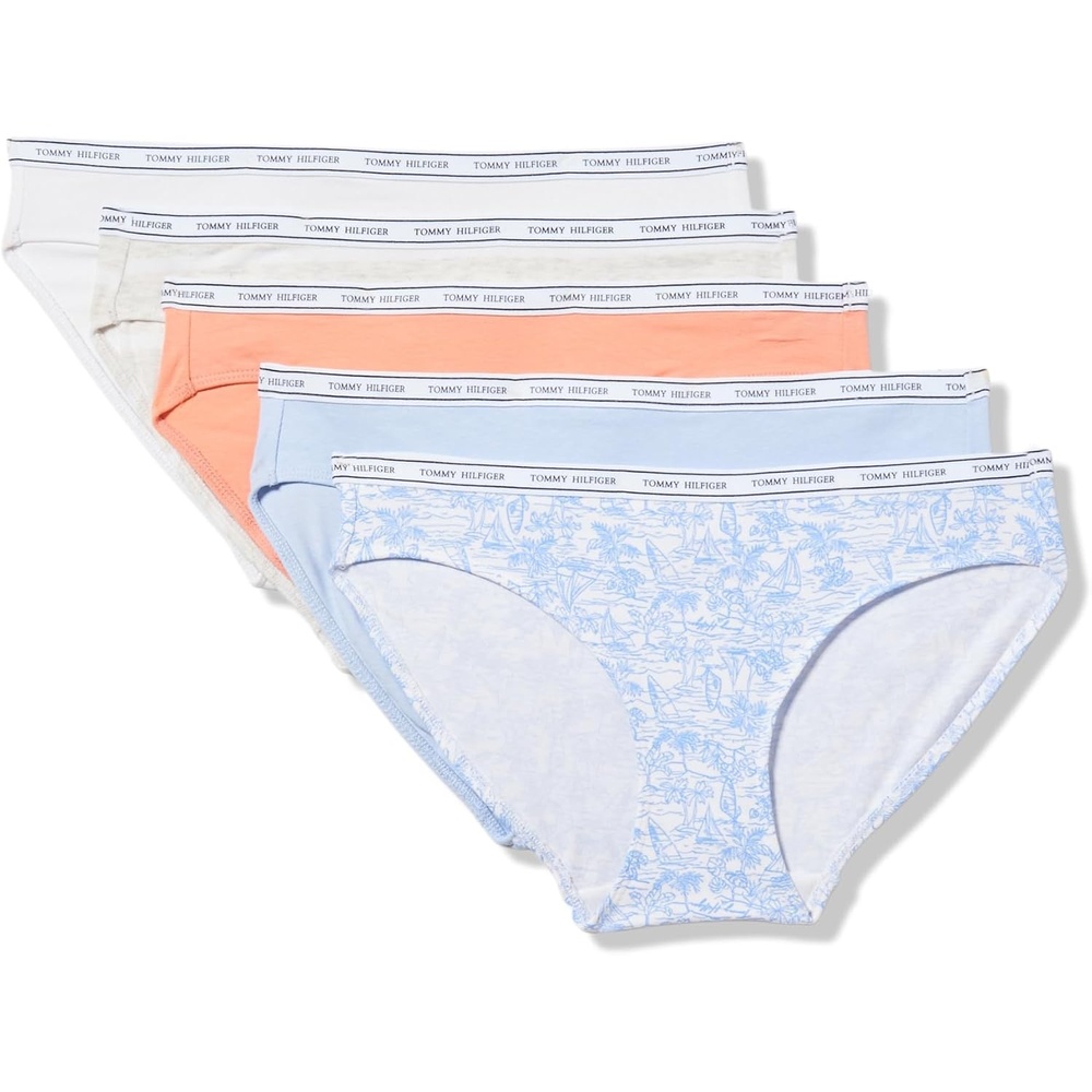 image:imageTommy Hilfiger Womens Classic Cotton Logoband Bikini 5packHarborBright WhiteDesert FlowerSweet BlueHeather Grey Stripe