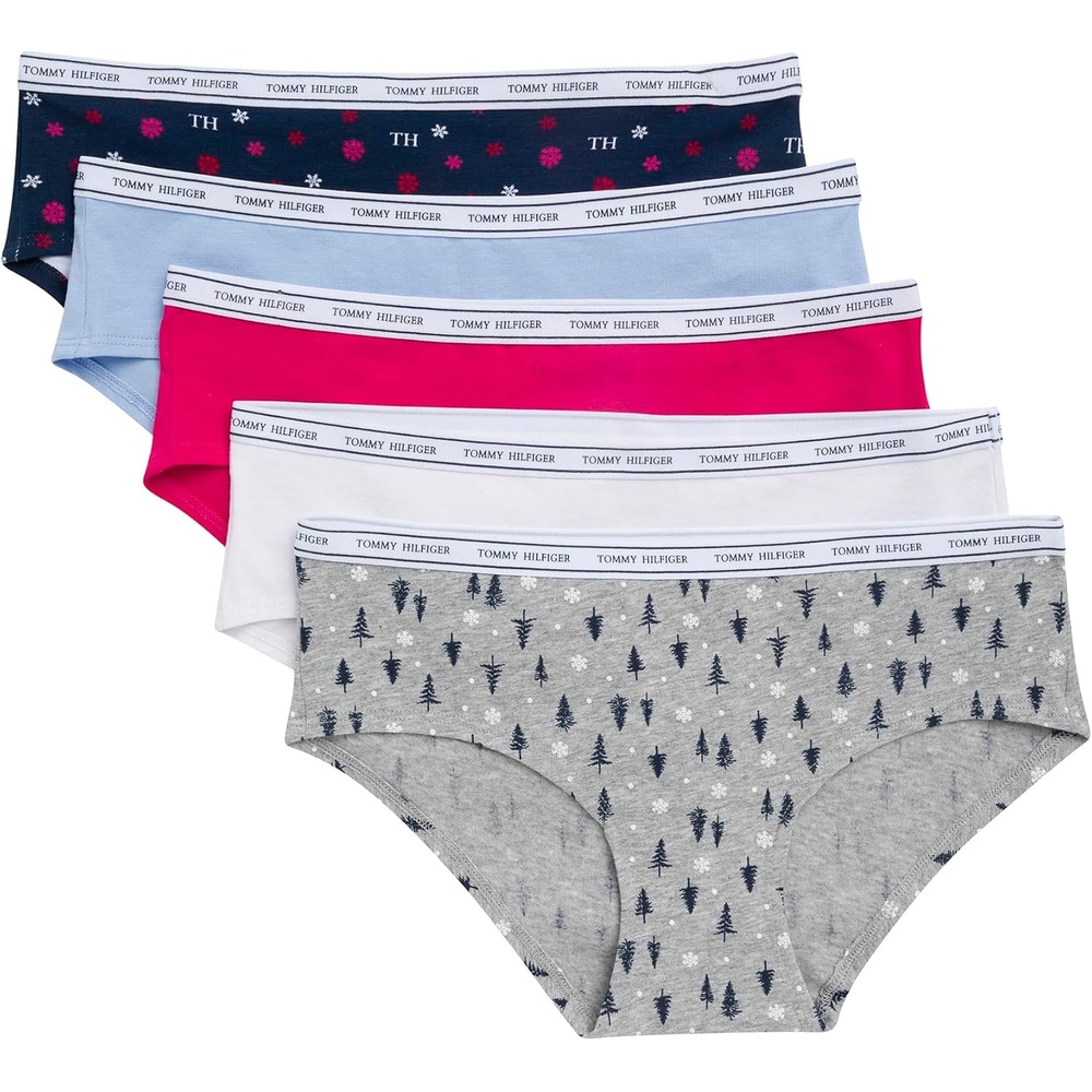 image:imageTommy Hilfiger Womens Classic Cotton Logoband Hipster 5packMini Th Blizzard NavyLove PotionWhiteOpen AirSnowy Forest Heather Grey