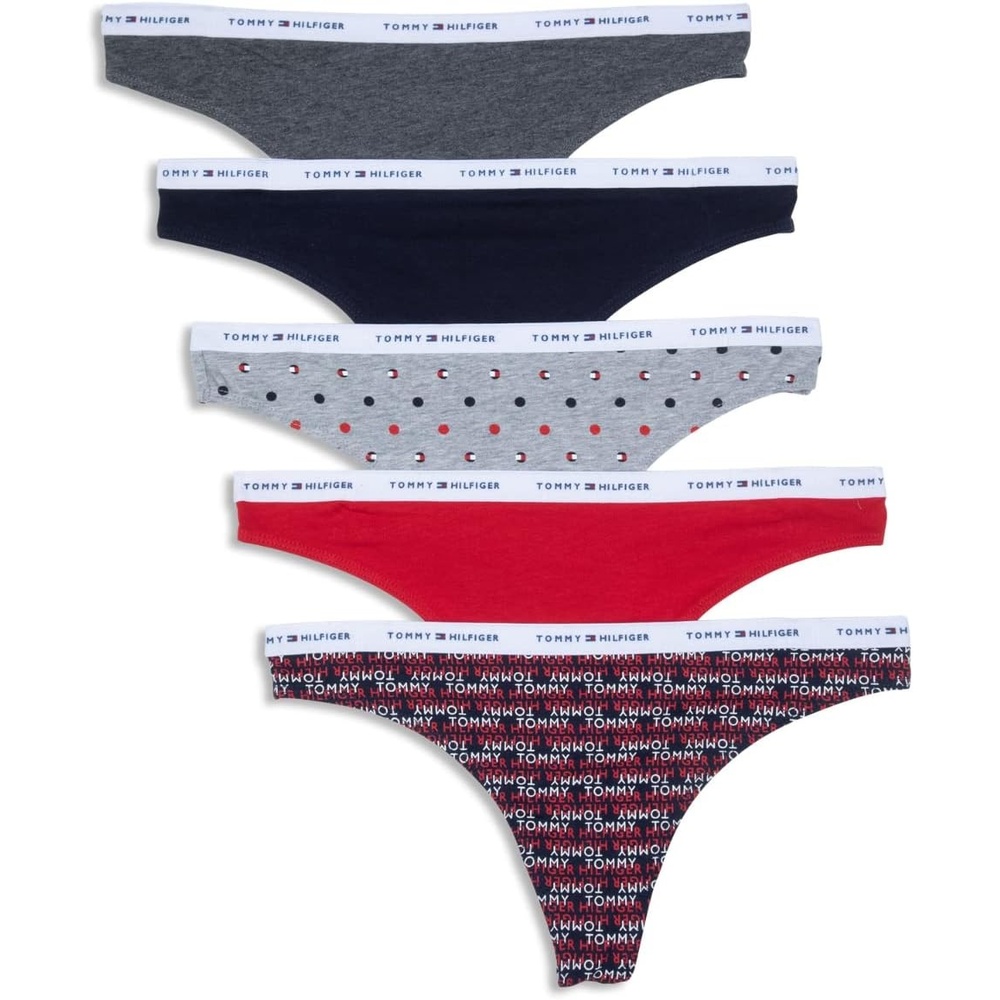 image:imageTommy Hilfiger Womens Classic Cotton Logoband Thong 5 PackAssorted1