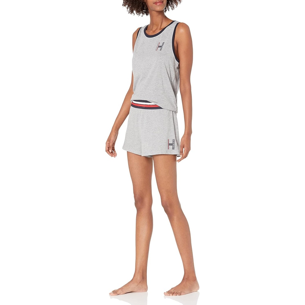 image:imageTommy Hilfiger Womens Cotton Blend Tank Top Pajama Sleep SetHeather Grey