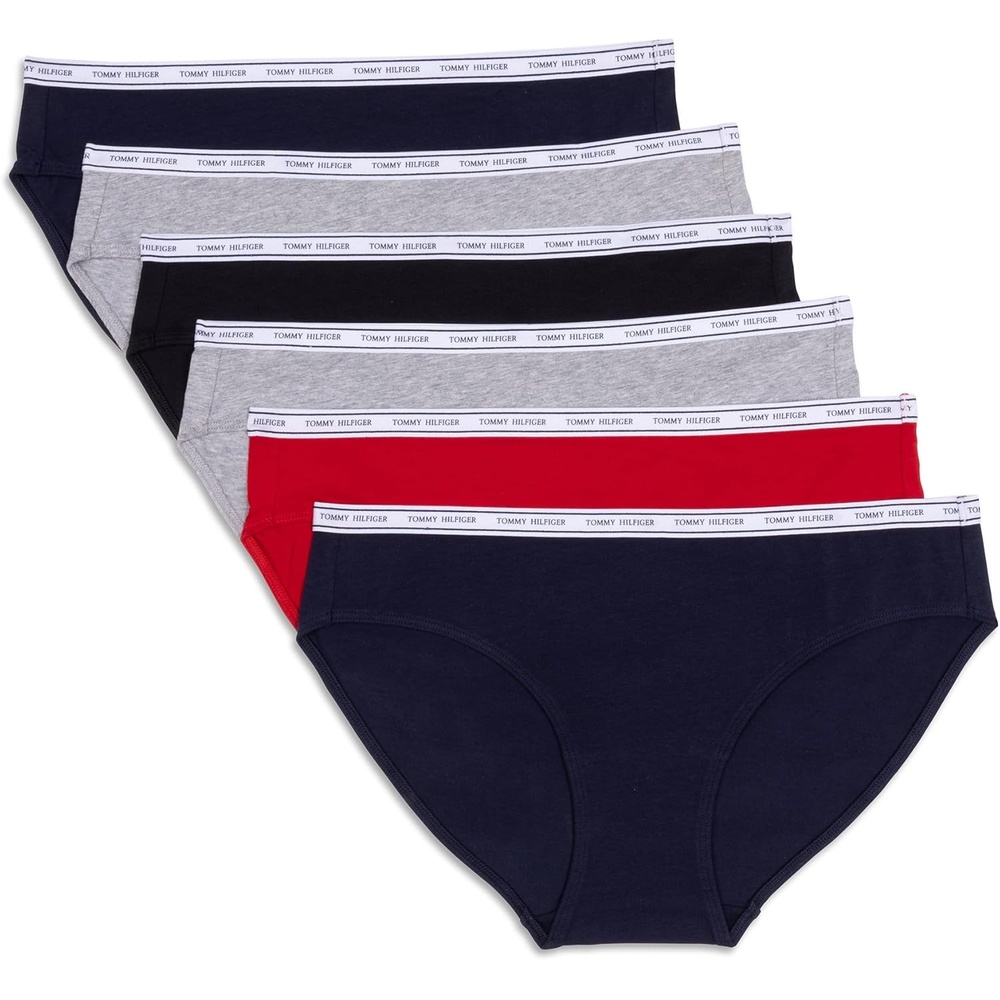 image:imageTommy Hilfiger Womens Cotton Logo Bikini Underwear 6packNavyRedGreyBlackGreyNavy