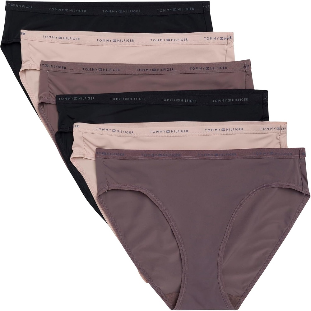 image:imageTommy Hilfiger Womens Logo Waistband Micro Bikini 6 PackBalanced BeigeSparrowBlack