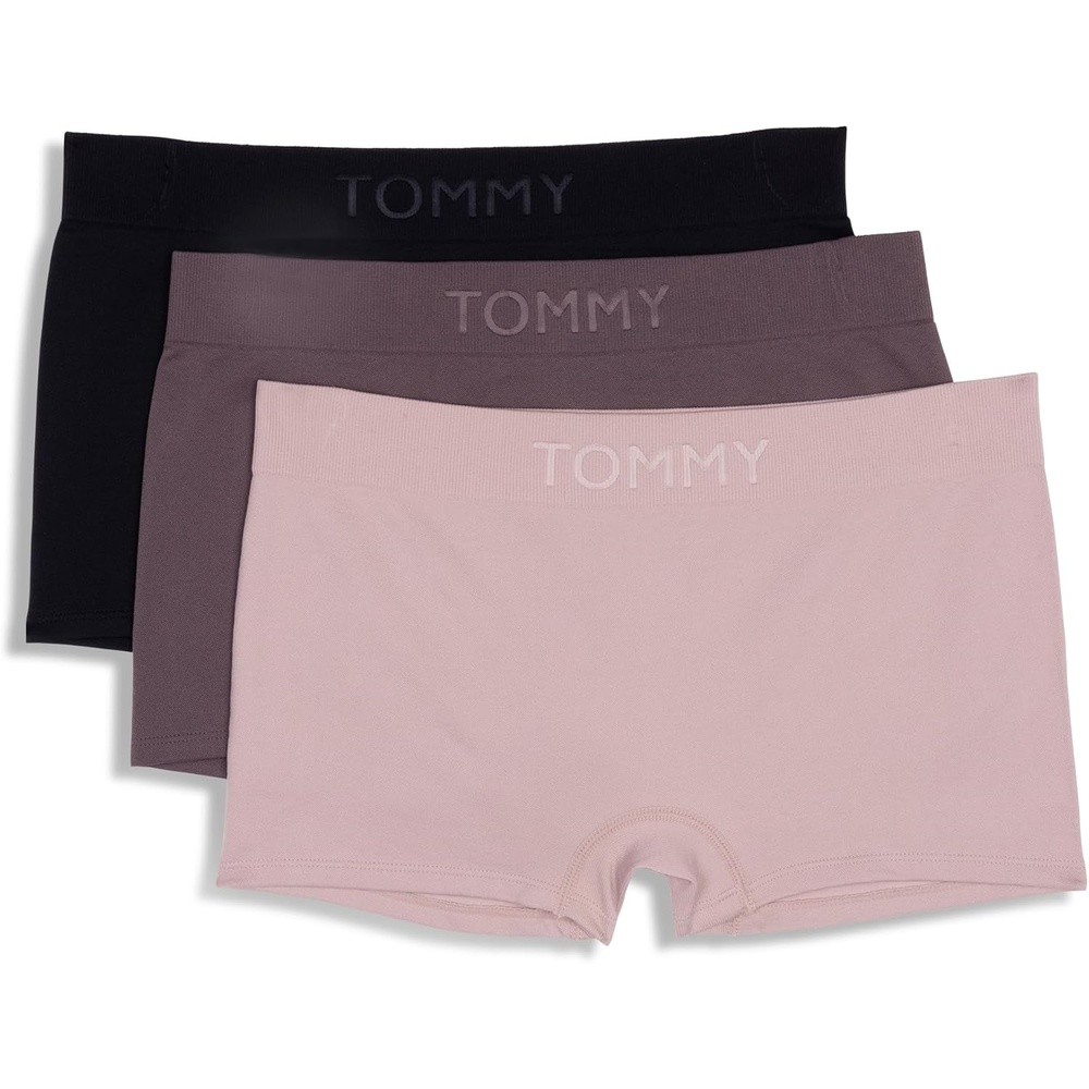 image:imageTommy Hilfiger Womens Seamless Boyshort Underwear 3packBalanced BeigeSparrowBlack