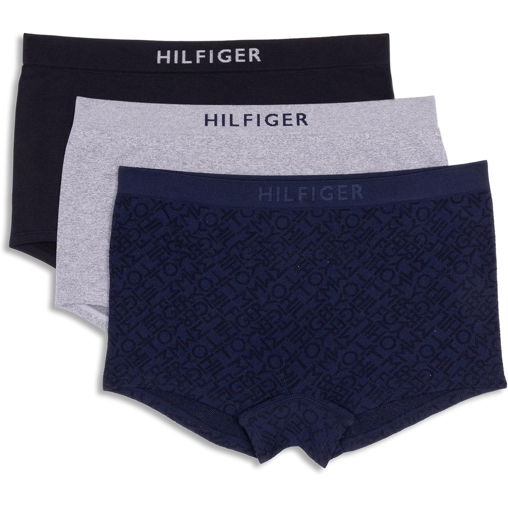 image:imageTommy Hilfiger Womens Seamless Matte amp Shine Boyshort Underwear 3packSky CaptainHeather GreyBlack