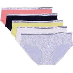 Tommy Hilfiger Adaptive Women’s Classic Cotton Logoband Hipster 5 Pack(Pink/Sky Captain/Lime/White/Wildflower Ditsy)