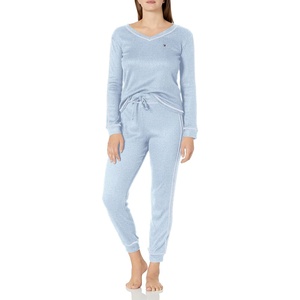 Tommy Hilfiger Adaptive Women’s Waffle-knit Long Sleeve Jogger Pajama Set(Chambray Heather)