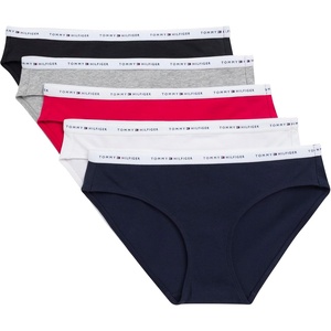 Tommy Hilfiger Women’s 5-pack Classic Cotton Logo Bikini(Red/Navy/White/Heather Grey/Black)