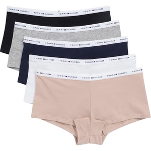 Tommy Hilfiger Women’s 5-pack Classic Cotton Logo Boyshort(Heather Grey/Black/Beige/Navy/White)