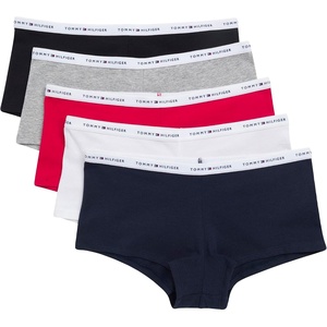 Tommy Hilfiger Women’s 5-pack Classic Cotton Logo Boyshort(Red/Navy/White/Heather Grey/Black)