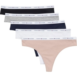 Tommy Hilfiger Women’s 5-pack Classic Cotton Logo Thong(Heather Grey/Black/Beige/Navy/White)