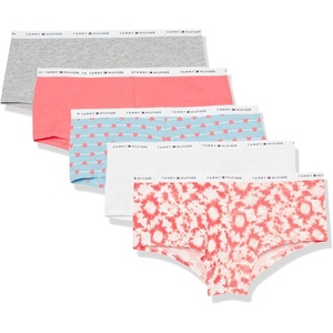 Tommy Hilfiger Women’s Classic Cotton Boyshort Panties(Tie Dye Fuchsia/Fuschia/White/Heather Grey/Hearts)