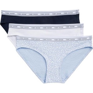 Tommy Hilfiger Women’s Classic Cotton Logoband Bikini 3-pack(Tiny Tommy Hearts Sweet Blue/White/Navy)