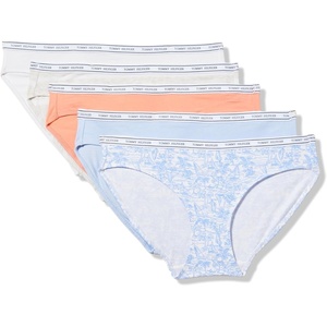 Tommy Hilfiger Women’s Classic Cotton Logoband Bikini 5-pack(Harbor/Bright White/Desert Flower/Sweet Blue/Heather Grey Stripe)