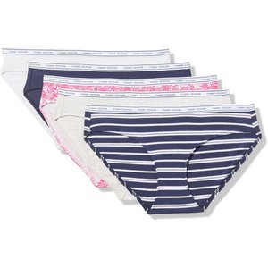 Tommy Hilfiger Women’s Classic Cotton Logoband Bikini 5-pack(Mini Palm Leaves/Bright White/Heather Grey/Sky Capintain/Sky Captain Stripe)