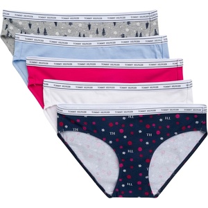 Tommy Hilfiger Women’s Classic Cotton Logoband Bikini 5-pack(Mini Th Blizzard Navy/Love Potion/White/Open Air/Snowy Forest Heather Grey)
