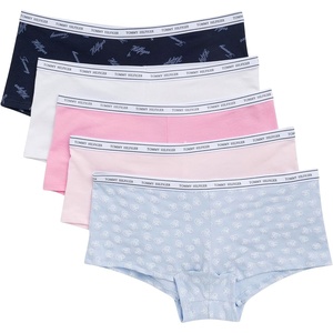 Tommy Hilfiger Women’s Classic Cotton Logoband Boyshort 5-pack(Th Sweethearts Sweet Blue/Cherry Blossom/Pink/White/Th Calligraphy Navy)